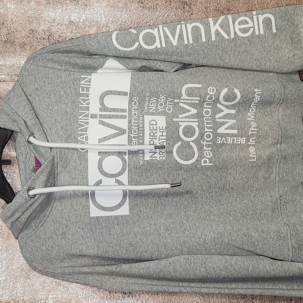 LARGE, GREY, CALVIN KLEIN HOODIE